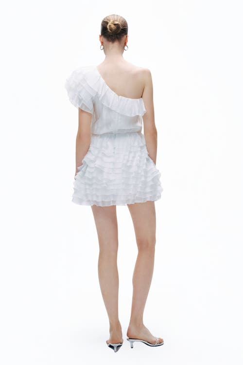 Nocturne Mini Dress With Layered Ruffle Details In White