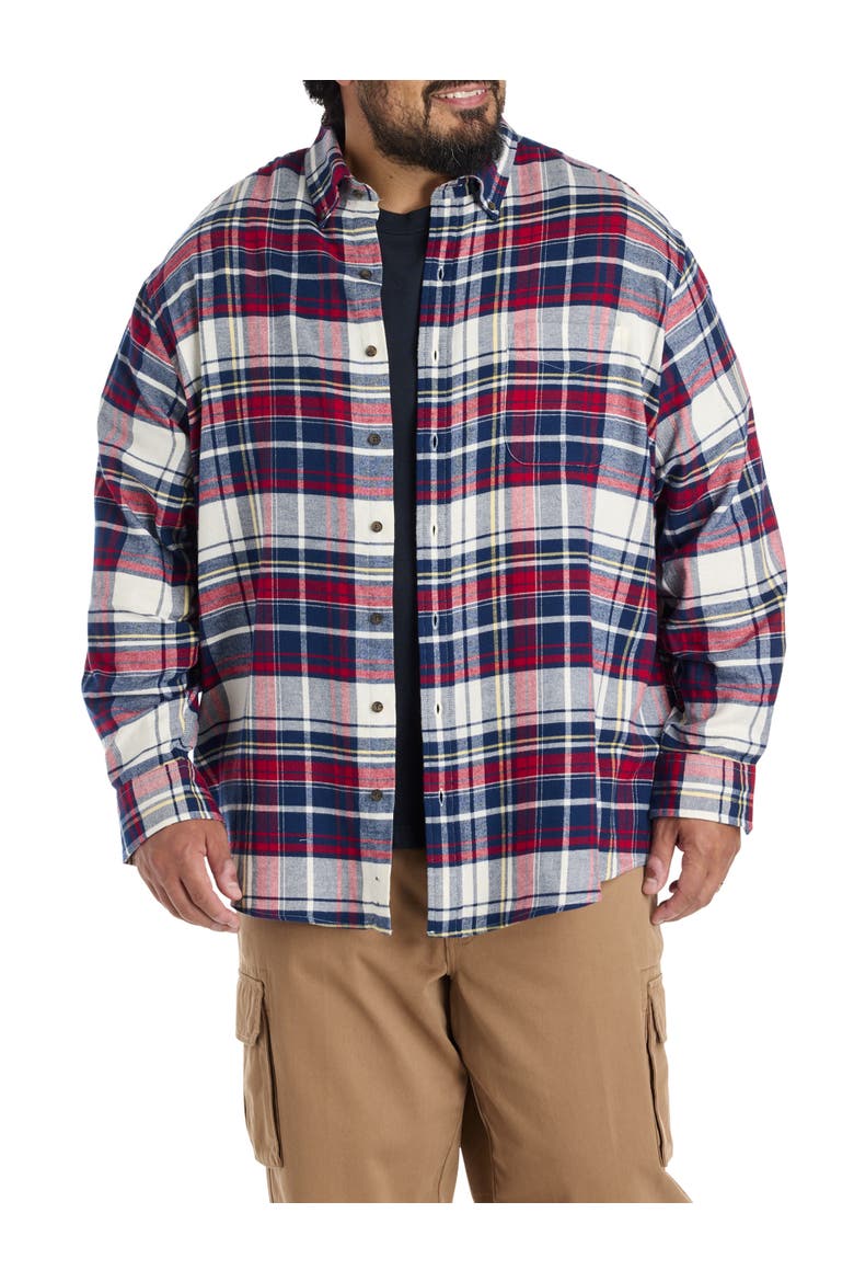 Big & Tall Large Plaid Flannel Sport Shirt, Alternate, color, BLUE RED MULTI