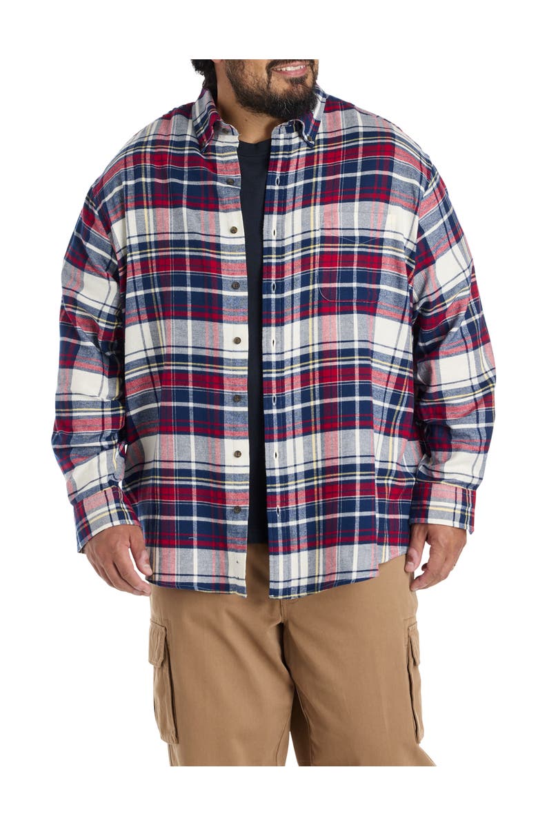 Harbor Bay by DXL Big & Tall Large Plaid Flannel Sport Shirt, Alternate, color, Blue Red Multi