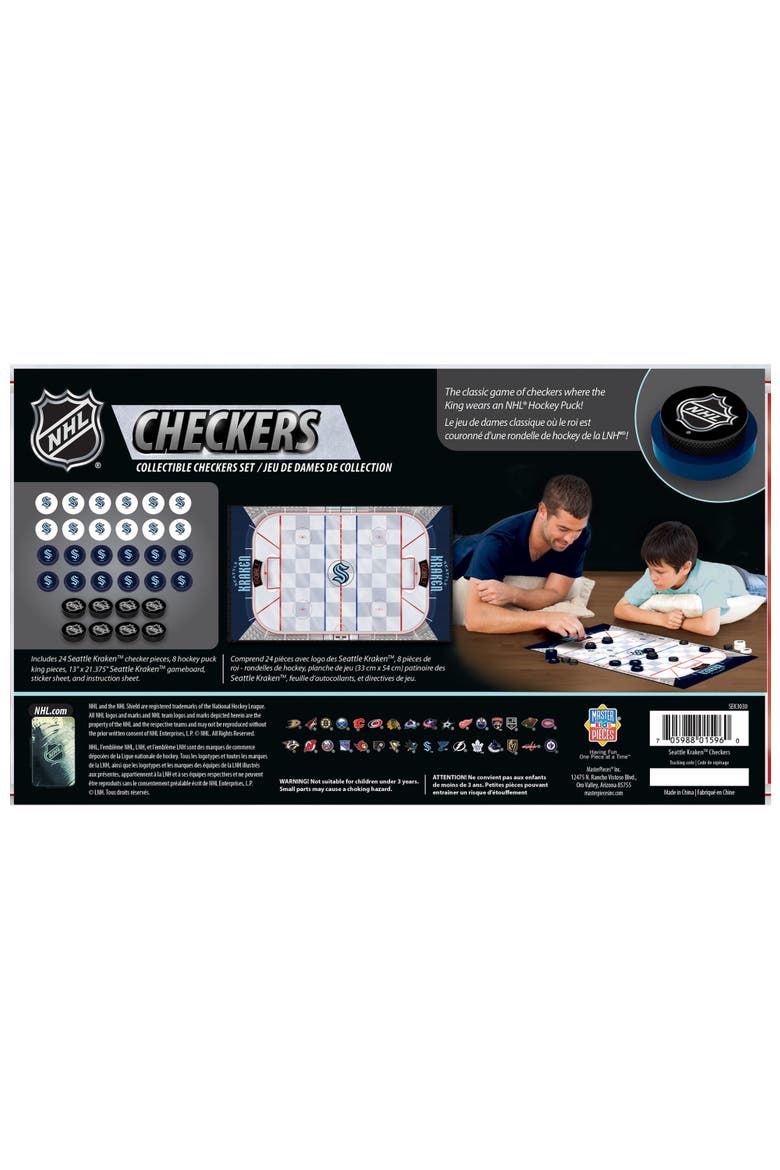 Seattle Kraken Checkers Board Game, Alternate, color, Multicolor