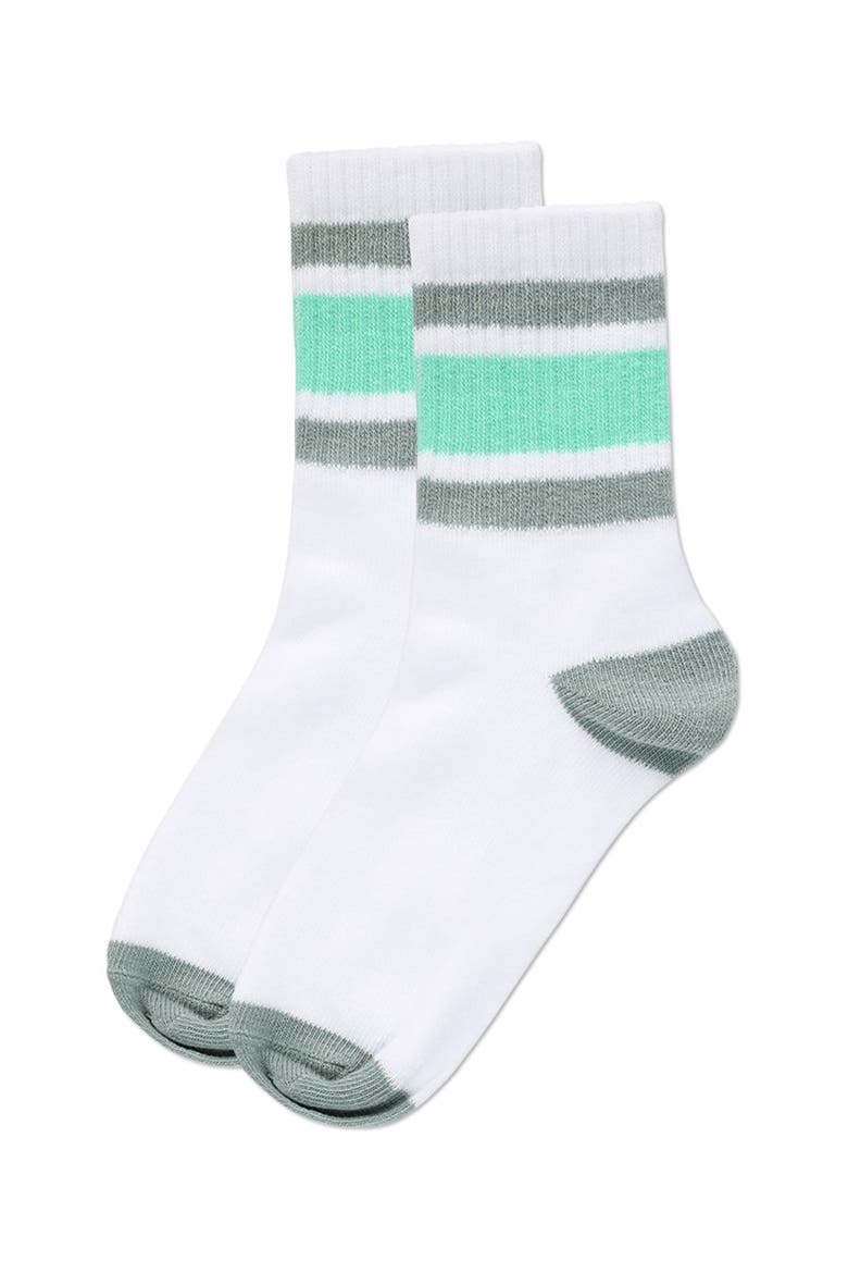 Neon Stripe Crew Sock, Alternate, color, White-Neon Green