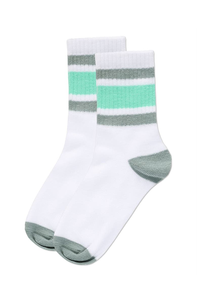 MeMoi Neon Stripe Crew Sock, Alternate, color, White-Neon Green