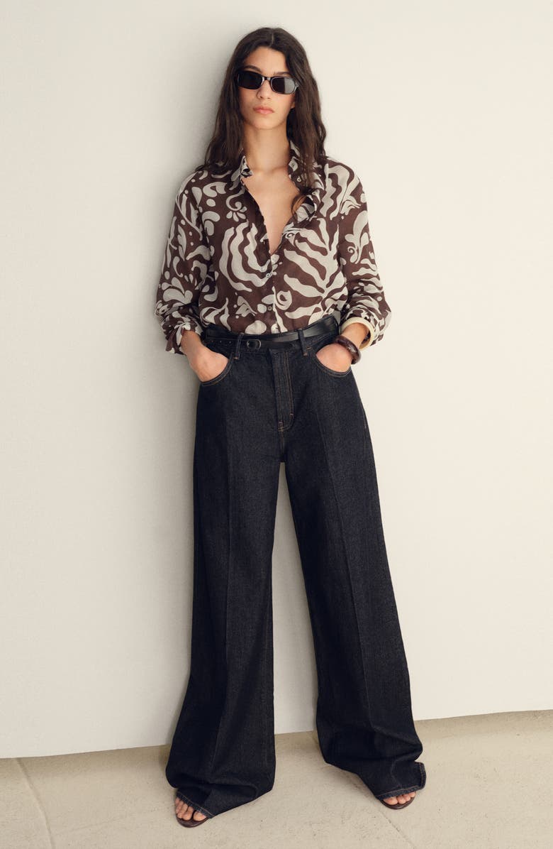 MANGO Print Cotton Button-Up Shirt, Alternate, color, 