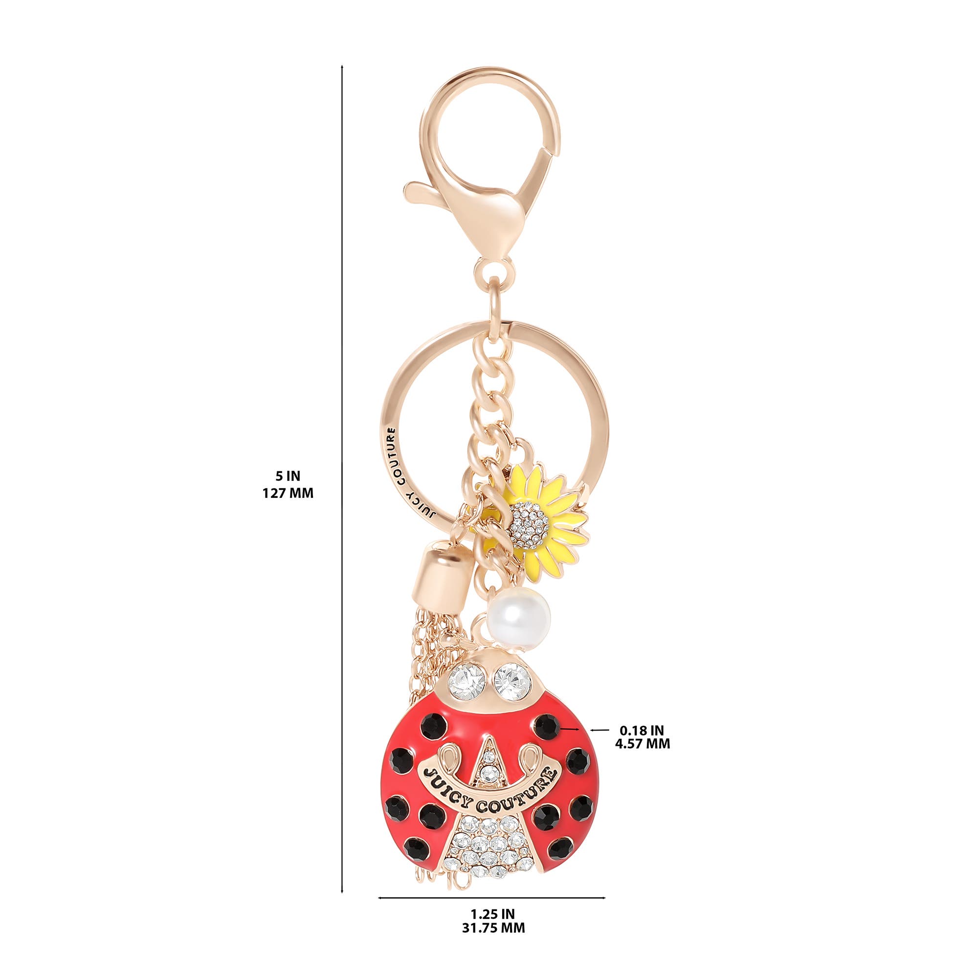 Juicy Couture Lucky Ladybug Charm Travel Keychain, Alternate, color, Red, Gold