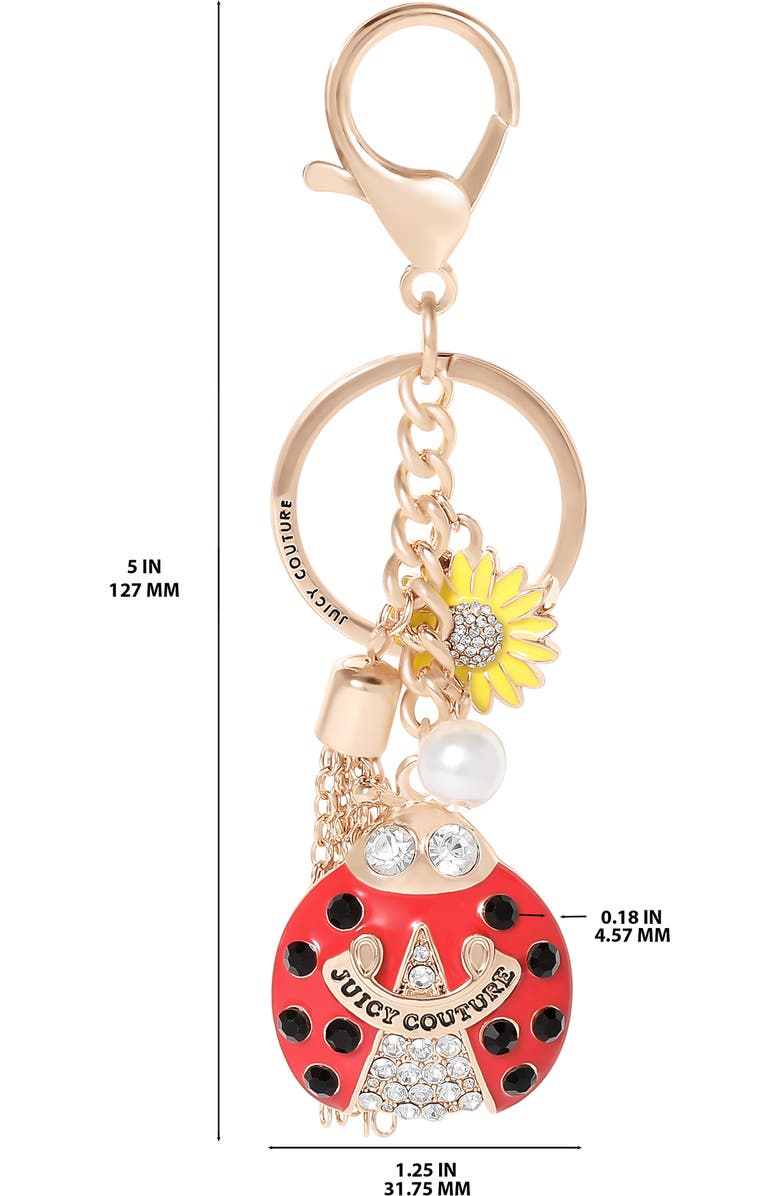 Juicy Couture Lucky Ladybug Charm Travel Keychain, Alternate, color, Red, Gold