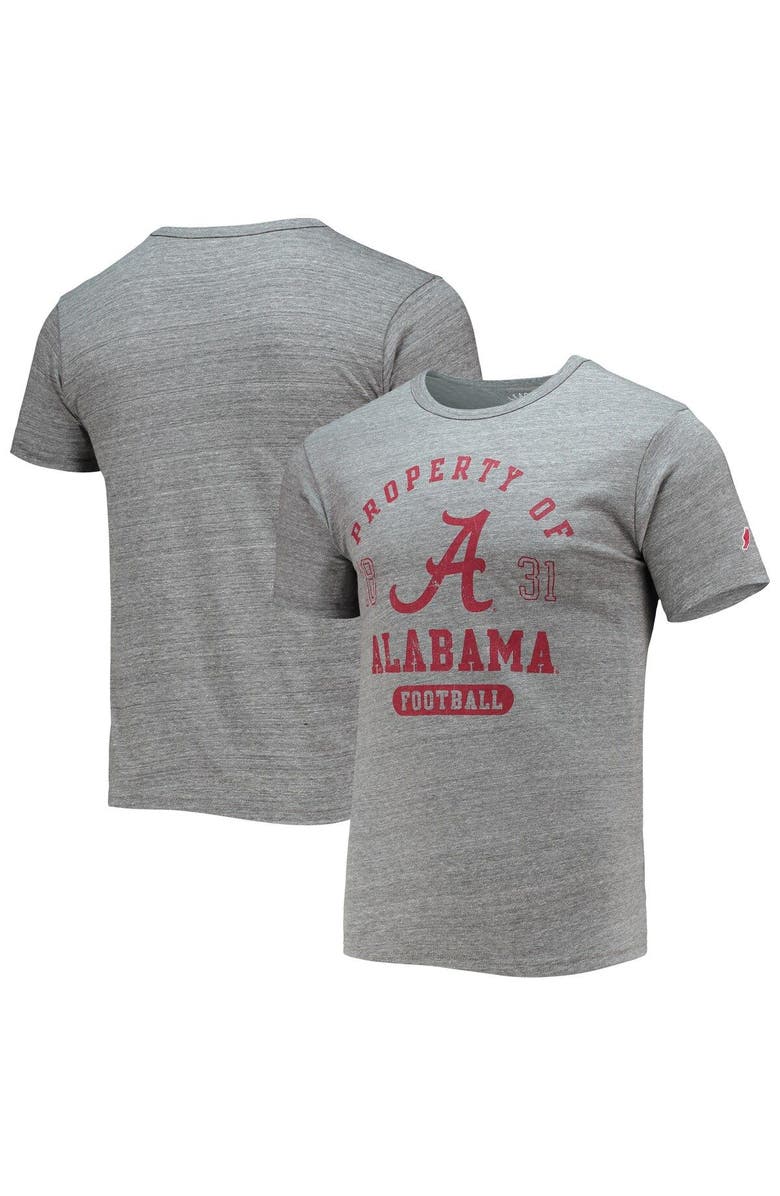 LEAGUE COLLEGIATE WEAR Men's League Collegiate Wear Heathered Gray Alabama Crimson Tide Hail Mary Football Victory Falls Tri-Blend T-Shirt, Main, color,
