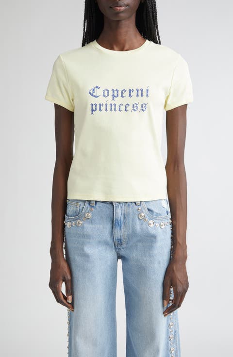 Tシャツ・カットソー COPERNI Woman T-Shirt White COPJS122F5012 WHT Champion T453W Women's Heritage Jersey Crop - Print on