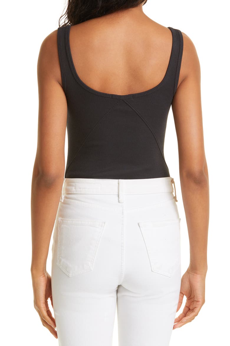 The Essential Scoop Neck Ribbed Tank, Alternate, color, BLACK