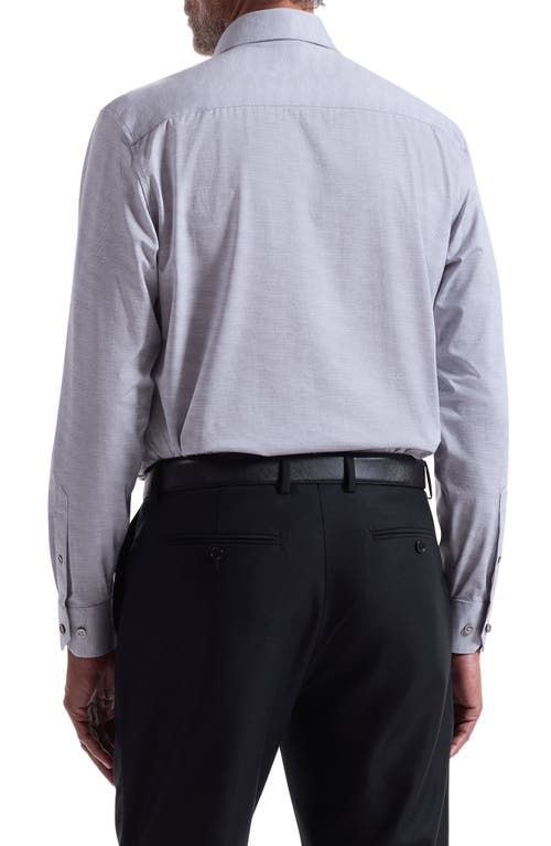 Bugatchi James Ooohcotton® Herringbone Button-up Shirt In Silver