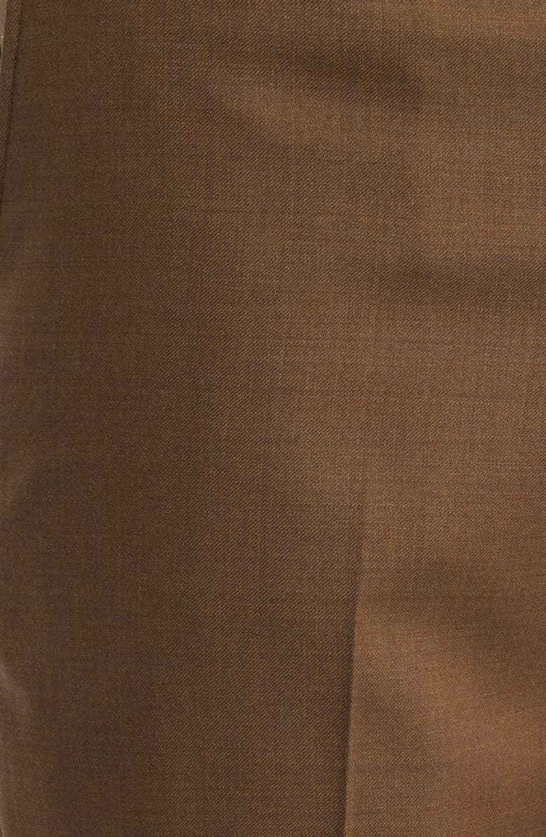 Berle Flat Front Brown Super 120s Wool Dress Pants, Alternate, color, Tobacco