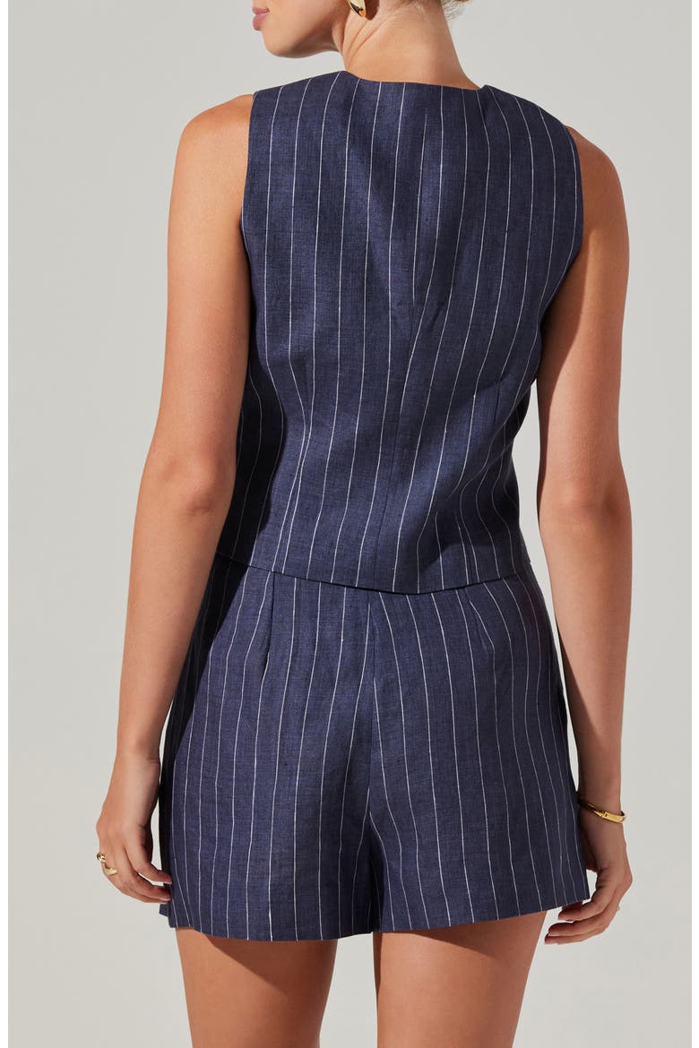 Kaiko Pinstripe Linen Vest, Alternate, color, INDIGO DENIM STRIPE