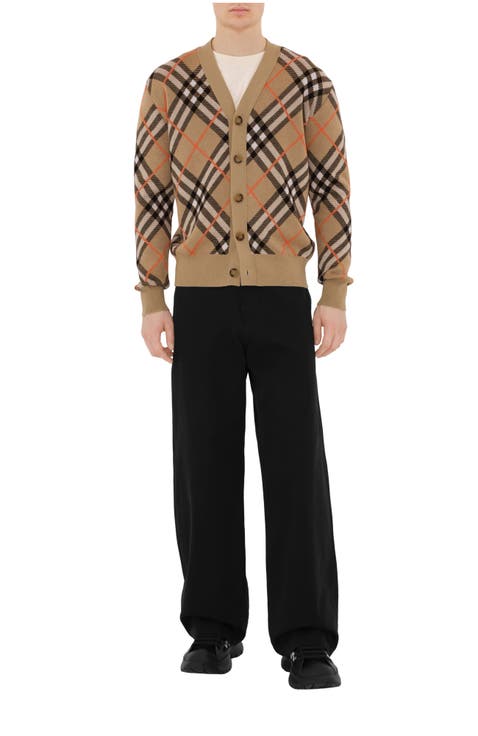 Check Wool Mohair Blend Cardigan