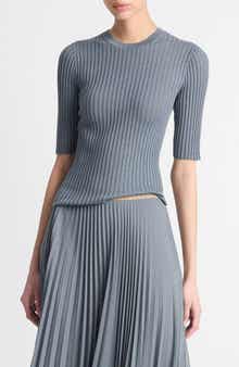 Vince Wool & Silk Blend Rib Sweater