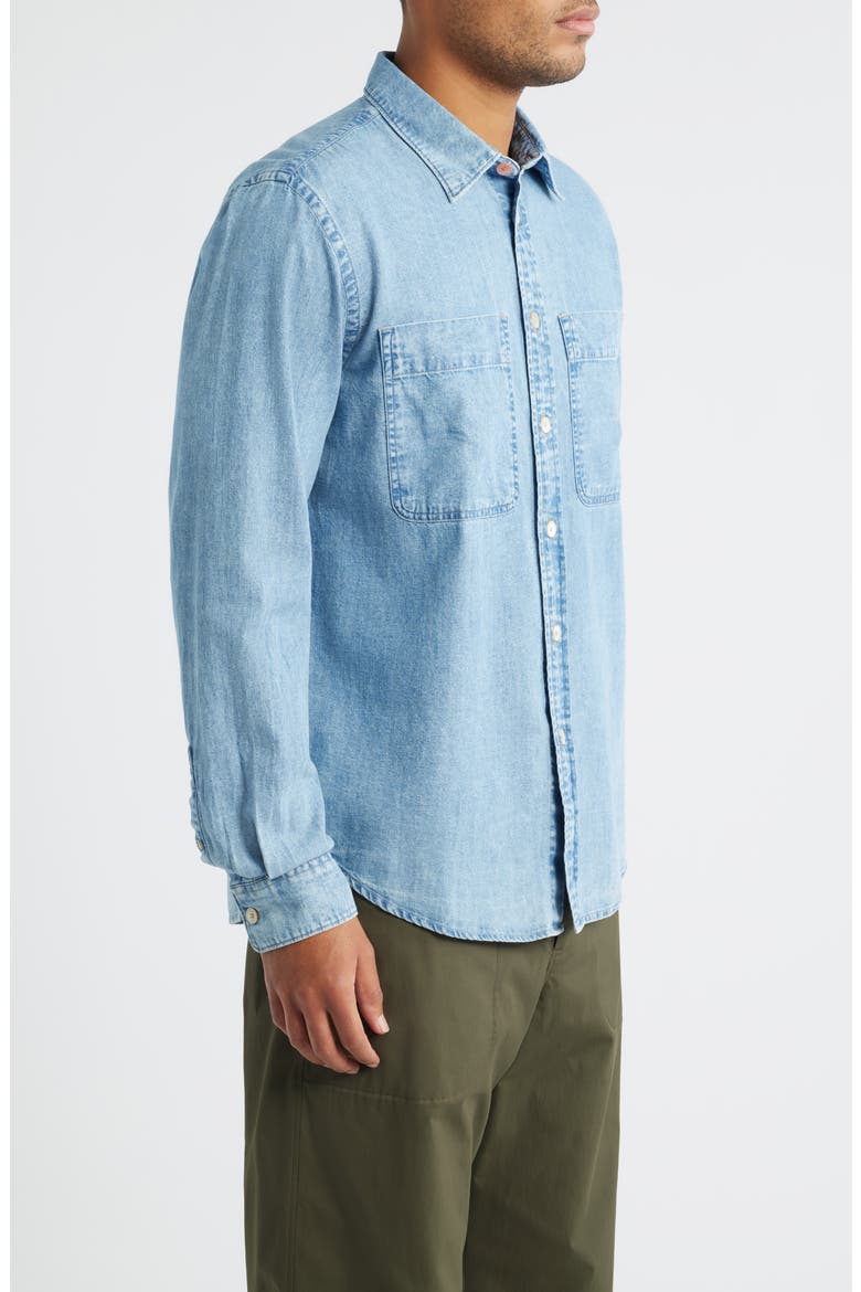 Casual Fit Organic Cotton Denim Button-Up Shirt, Alternate, color, LIGHT BASE