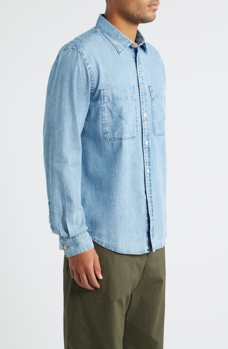 PS Paul Smith Casual Fit Organic Cotton Denim Button-Up Shirt, Alternate, color, Light Base