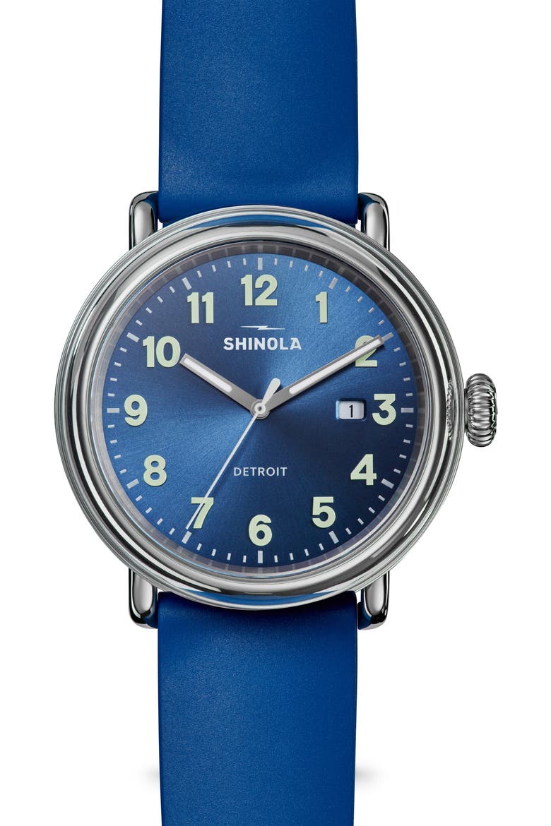 Detrola Rubber Strap Watch, 41mm, Main, color, DENIM BLUE