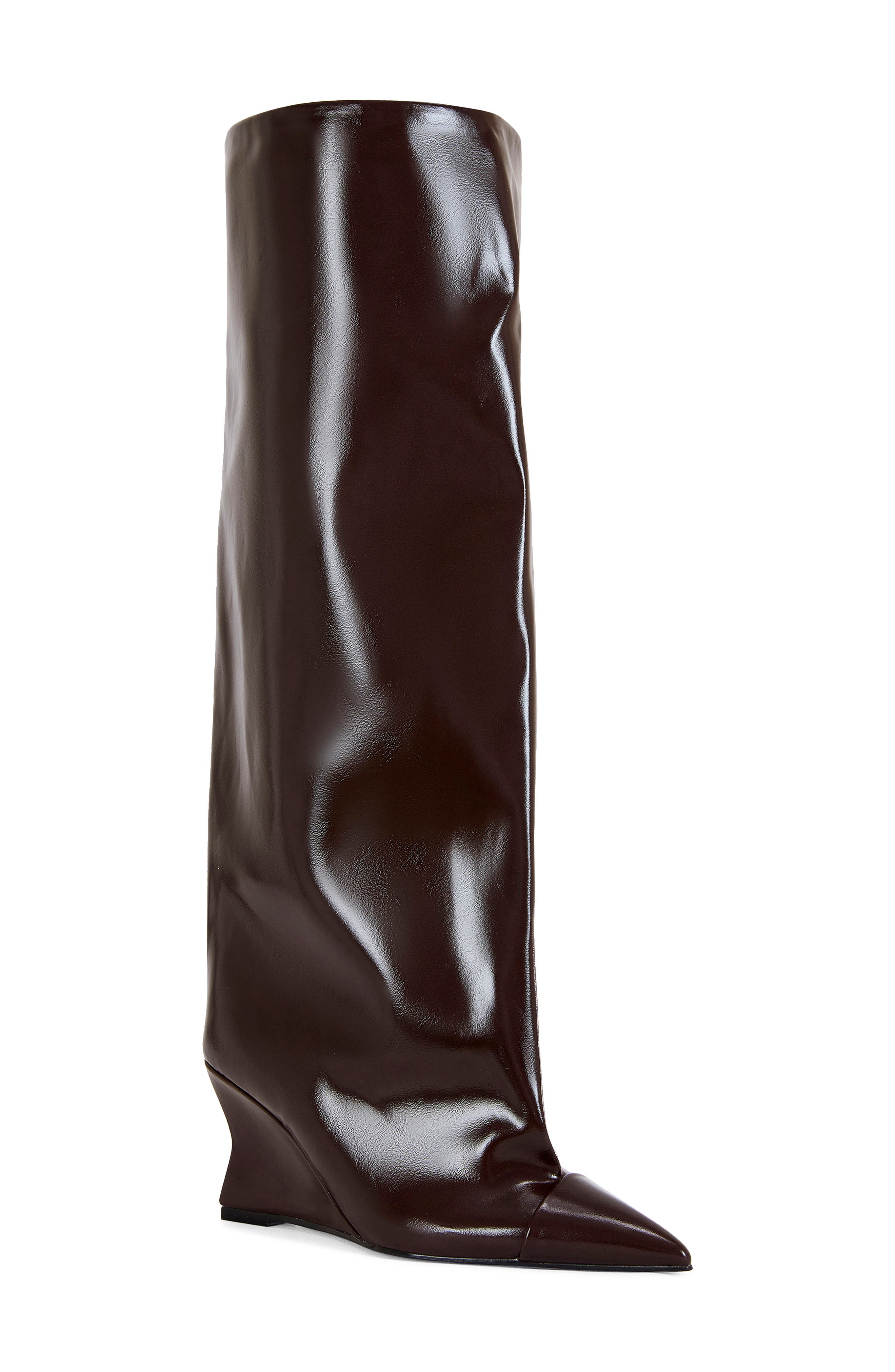 AZALEA WANG Kenya Wide Shaft Wedge Boot, Main, color, Brown