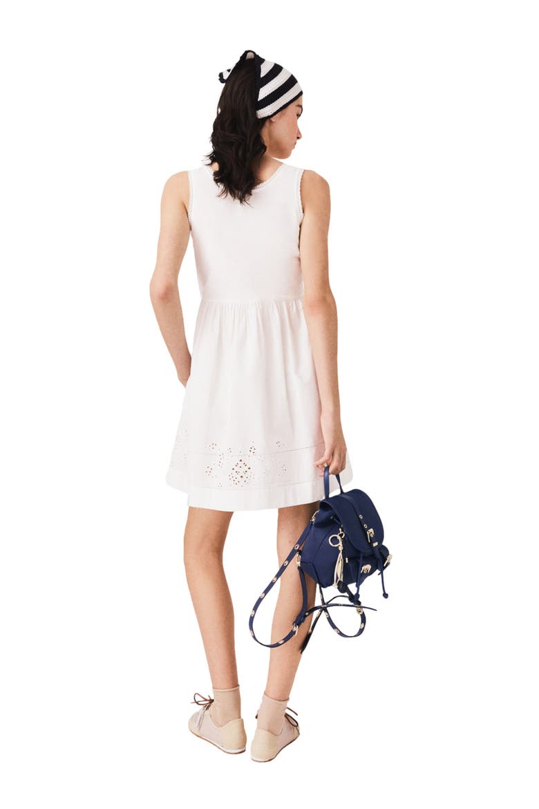 Short dress with lace trim, Alternate, color, White