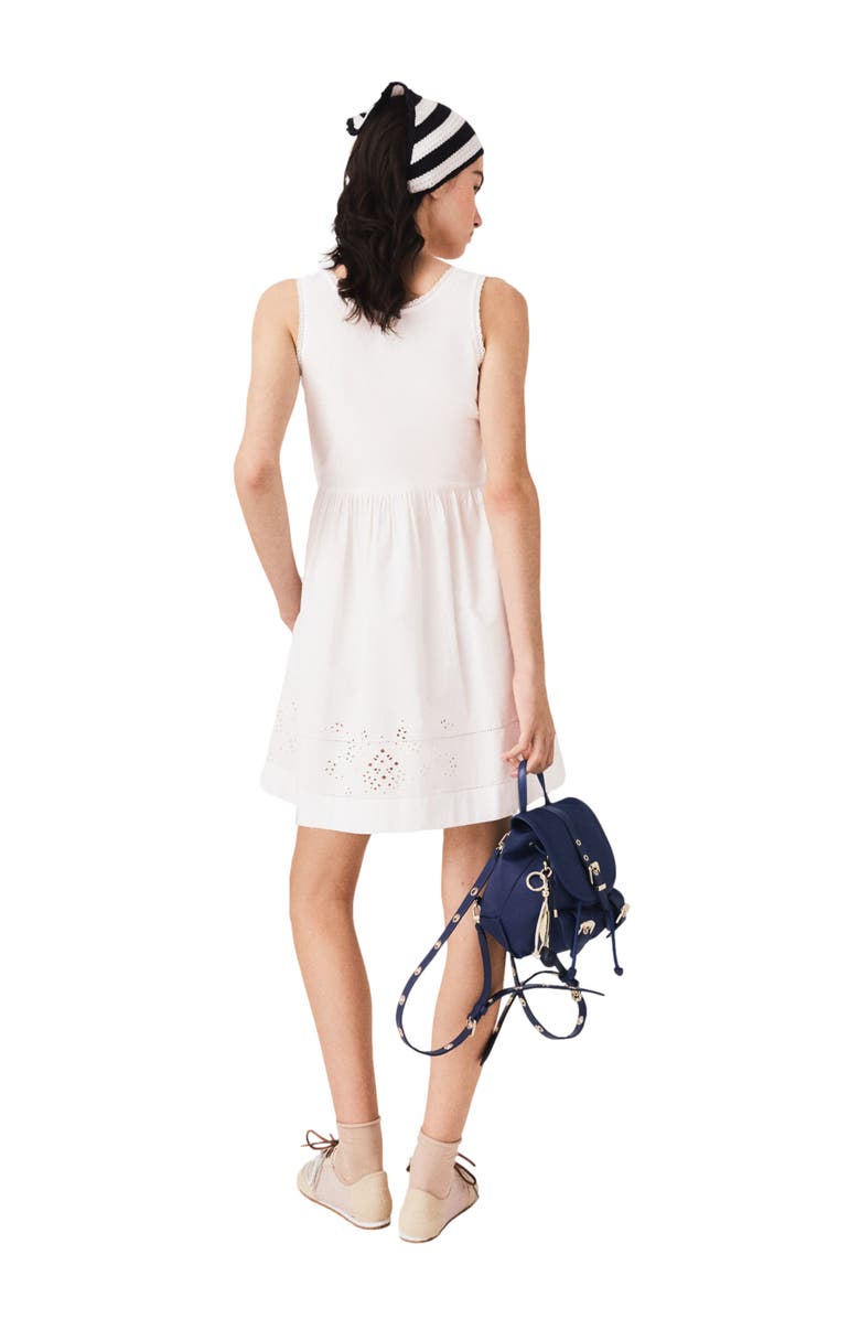 maje Short dress with lace trim, Alternate, color, White