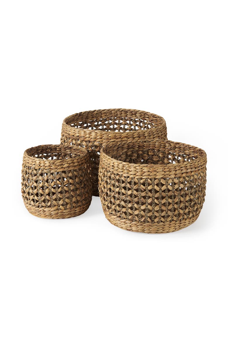 Dakota Set of 3 Seagrass Round Basket, Main, color, Brown