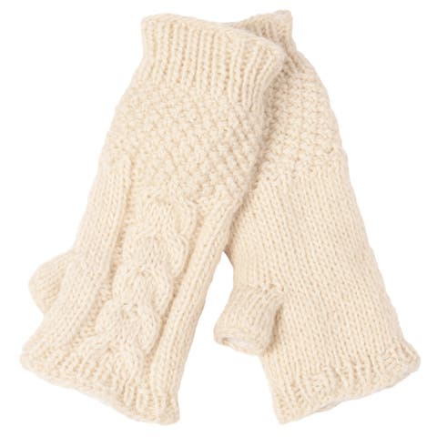 Hand Knit Cable Fingerless Gloves