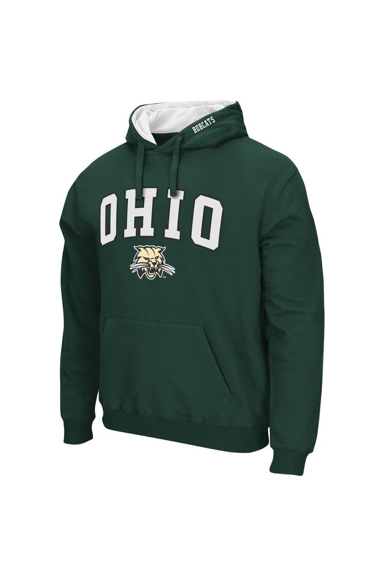 Men's Colosseum Green Ohio Bobcats Arch and Logo Pullover Hoodie, Alternate, color, Green