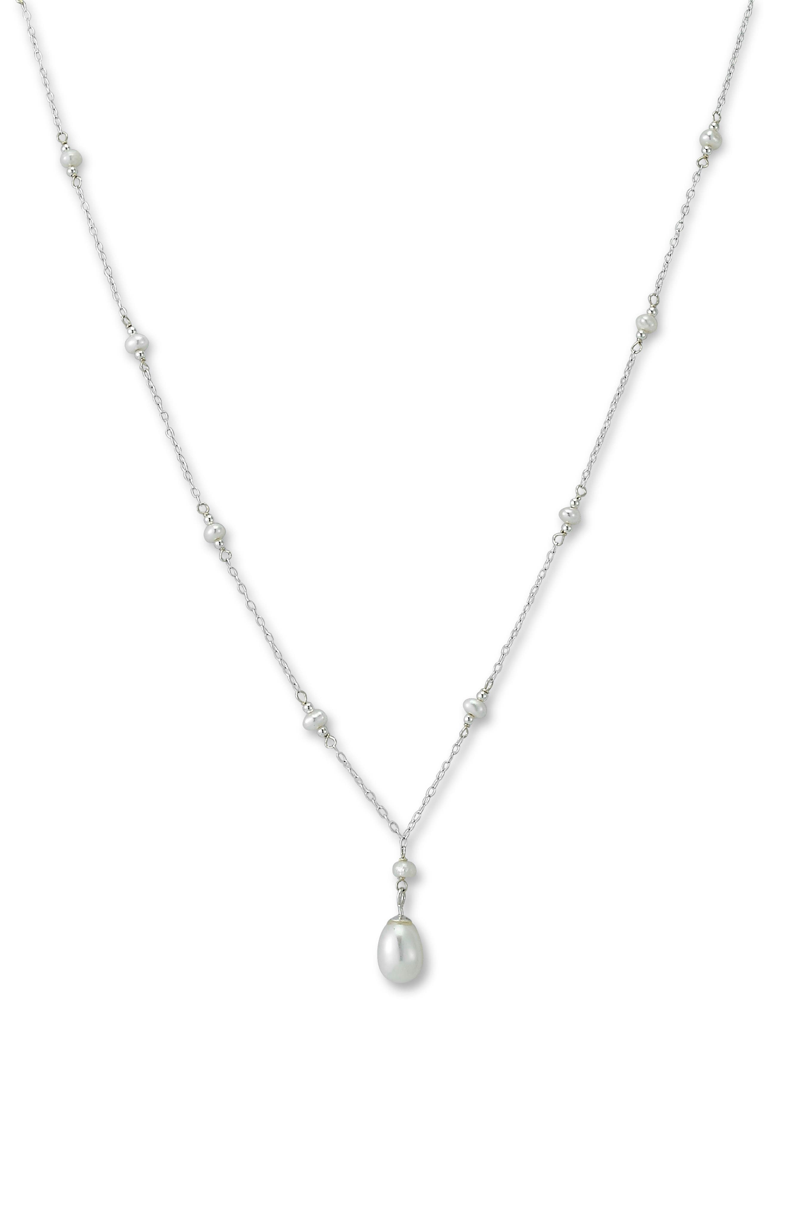 SAMUEL B. Sterling Silver 5mm Pearl Station Necklace