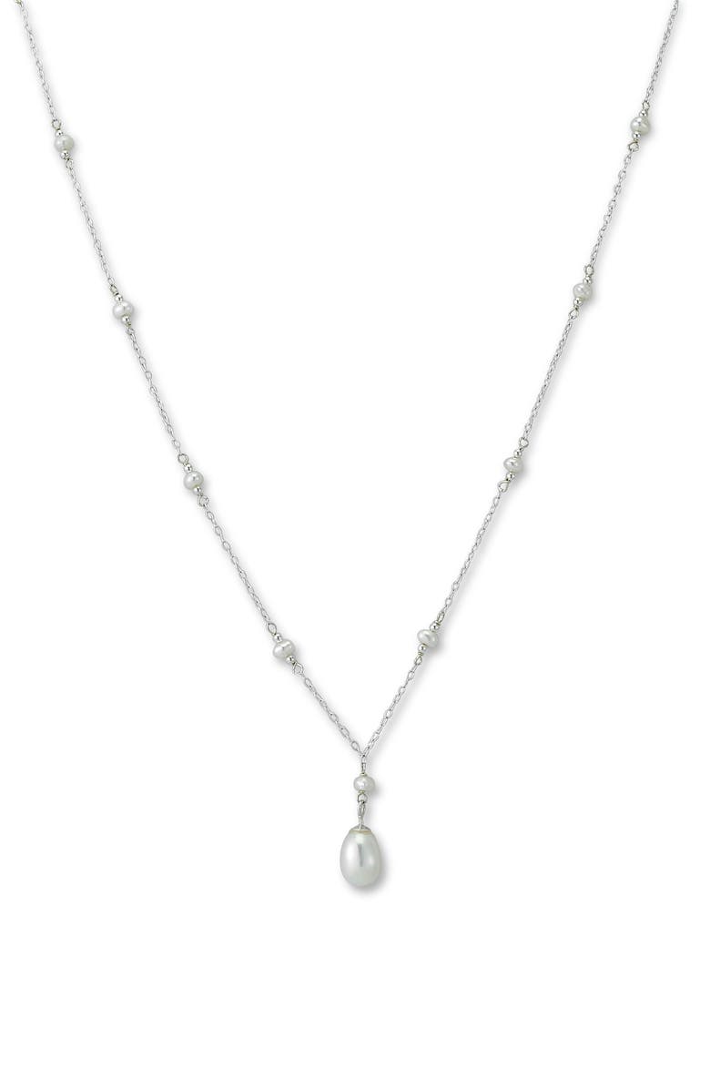 SAMUEL B. Sterling Silver 5mm Pearl Station Necklace, Main, color, White