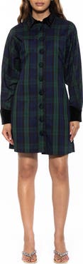 Alexia Admor Velvet Trim Long Sleeve Shirtdress