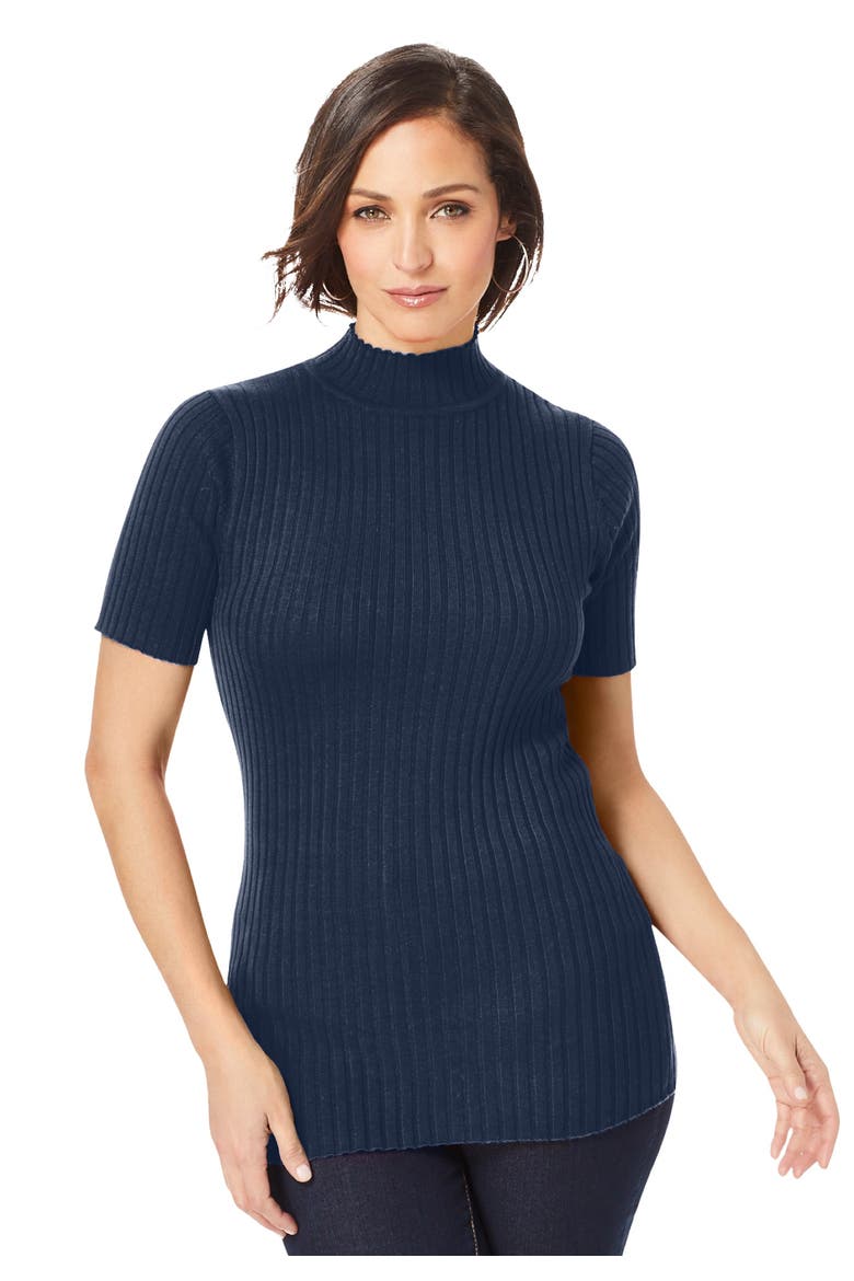 Rib Mockneck Sweater, Main, color, NAVY