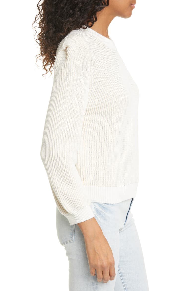 Rib Organic Cotton Sweater, Alternate, color, BLANC MULTI