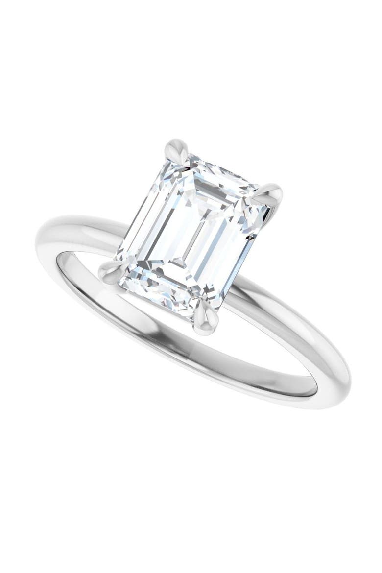 1 3/4 CT Lab-Grown Emerald Diamond Solitaire Ring in 14K Gold, Alternate, color, White