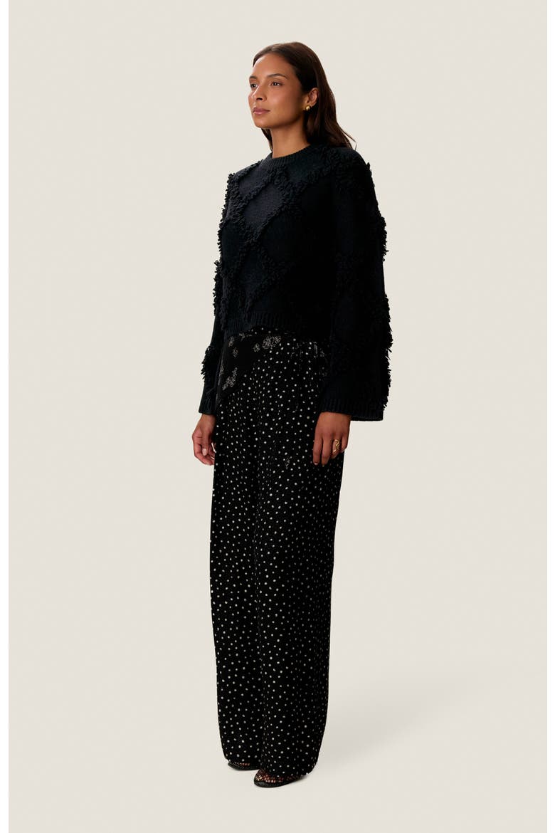 Thea Fringe Sweater, Alternate, color, Noir