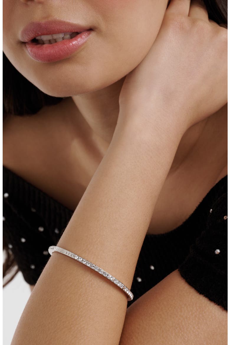 Claudia Narrow Crystal Hinge Bracelet, Alternate, color, SILVER TONE / CLEAR CRYSTAL