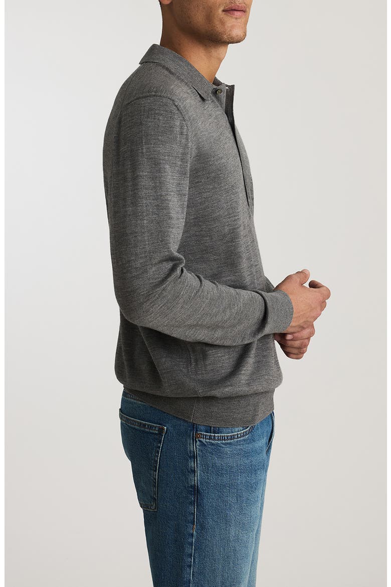 Wool Long Sleeve Polo, Alternate, color, GREY MELANGE