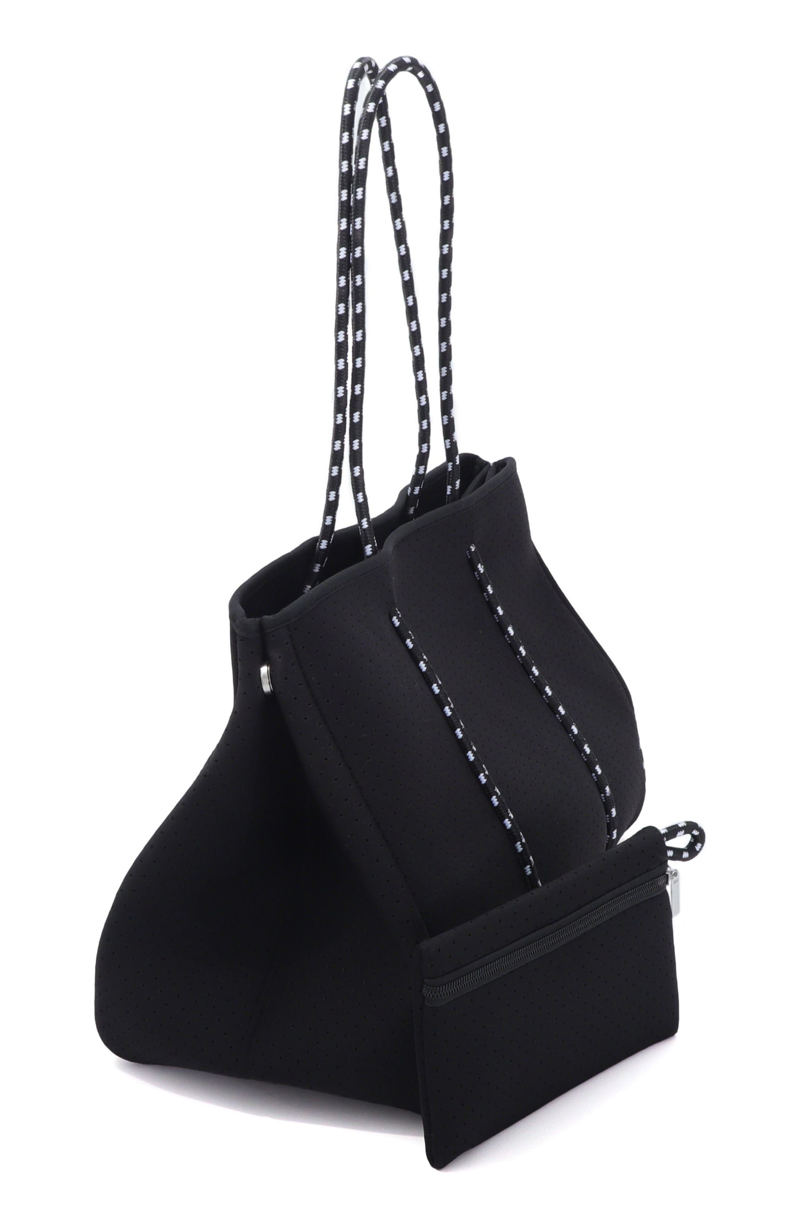 Adornia Black Neoprene Tote Bag, Alternate, color, Black