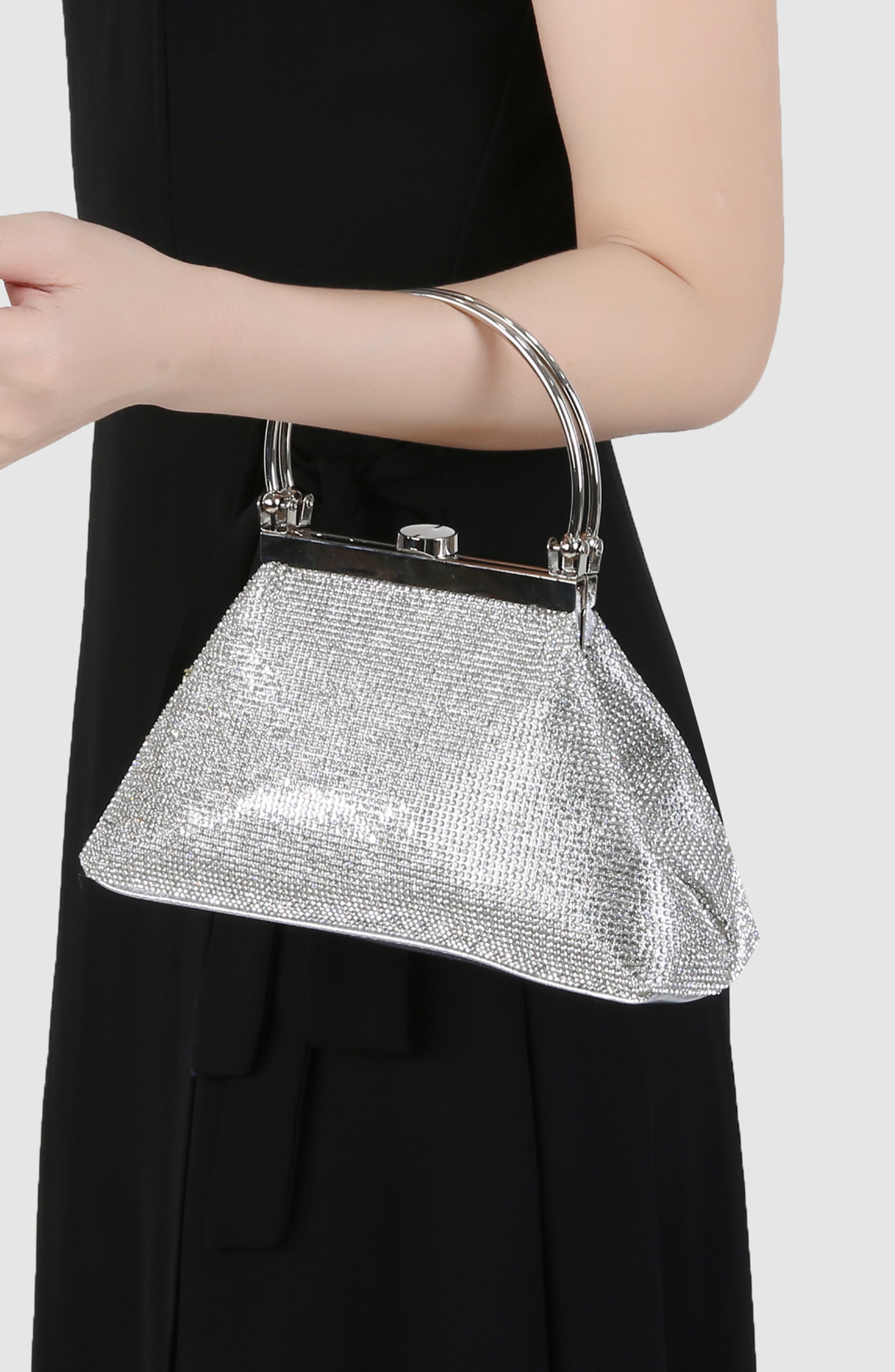 Rhinestone Triangle Bag, Alternate, color, SILVER