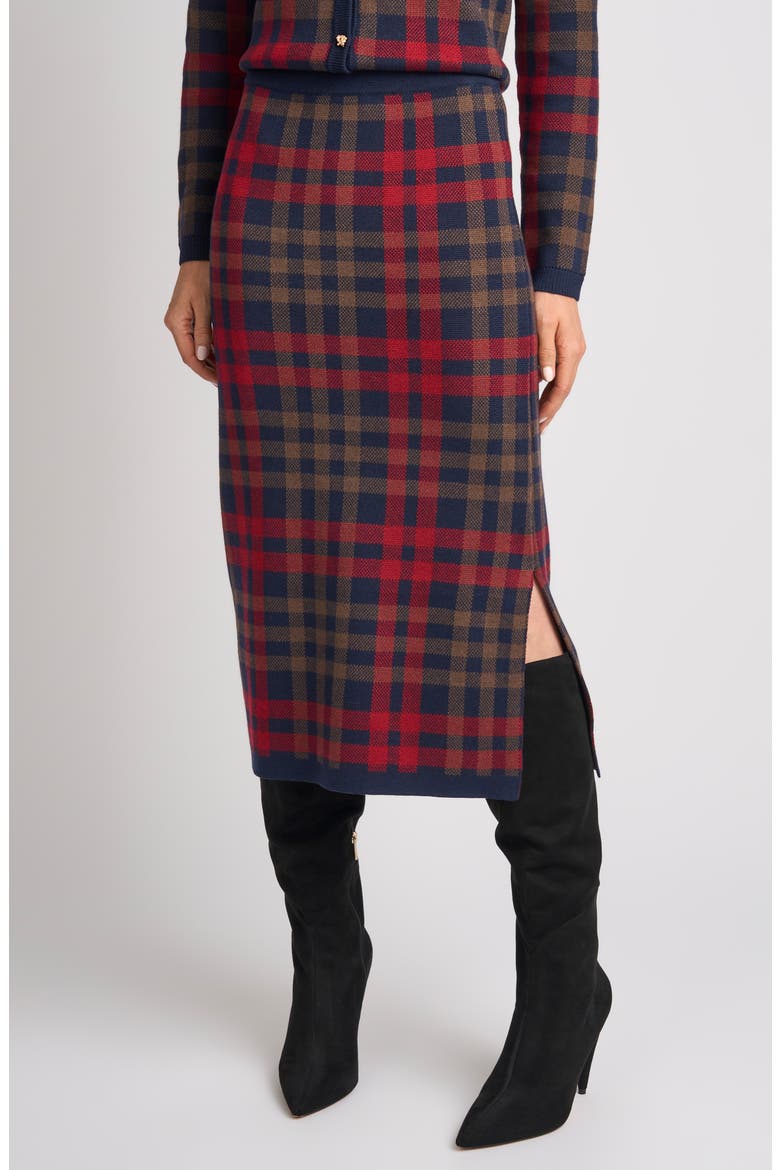Addison Plaid Jacquard Midi Skirt, Main, color, INDIGO NIGHT