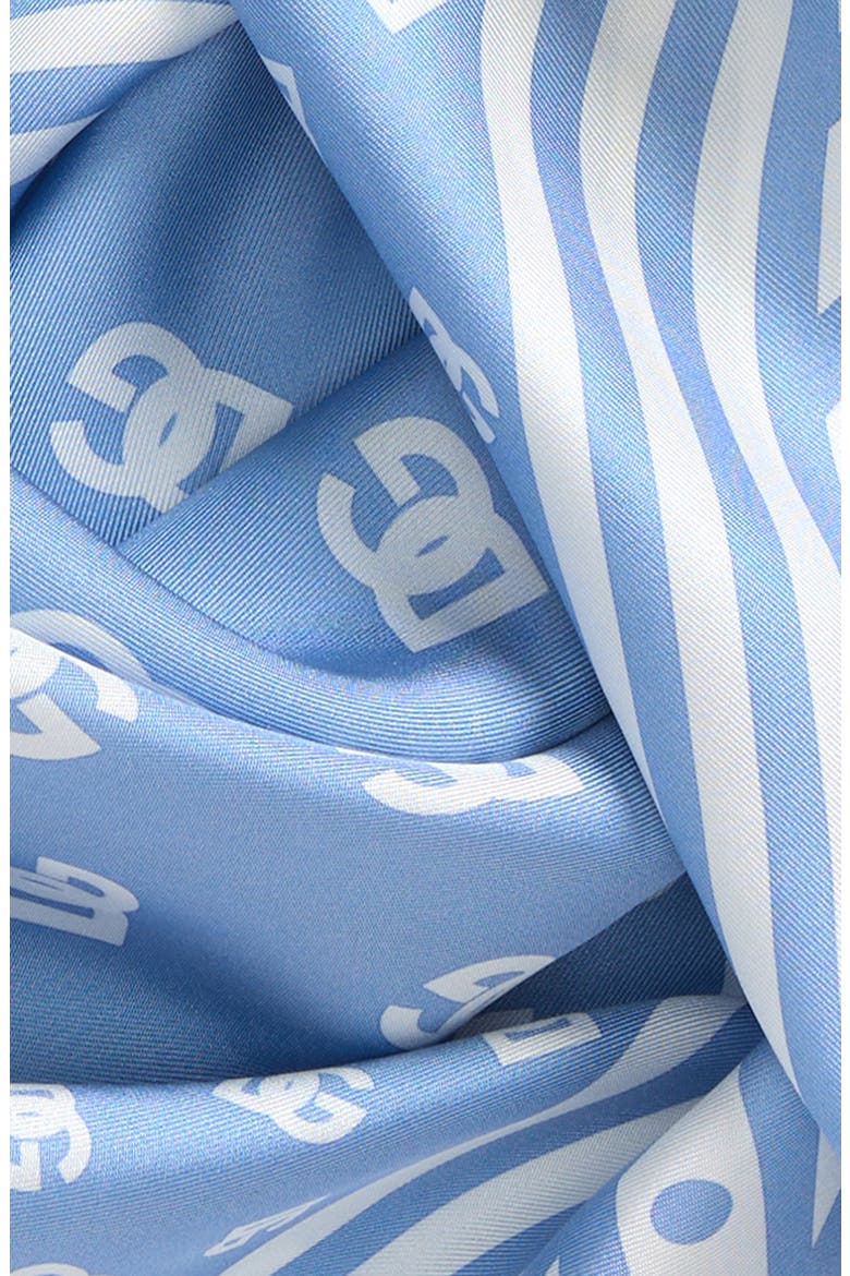 DG Logo Print Silk Square Scarf, Alternate, color, LIGHT BLUE