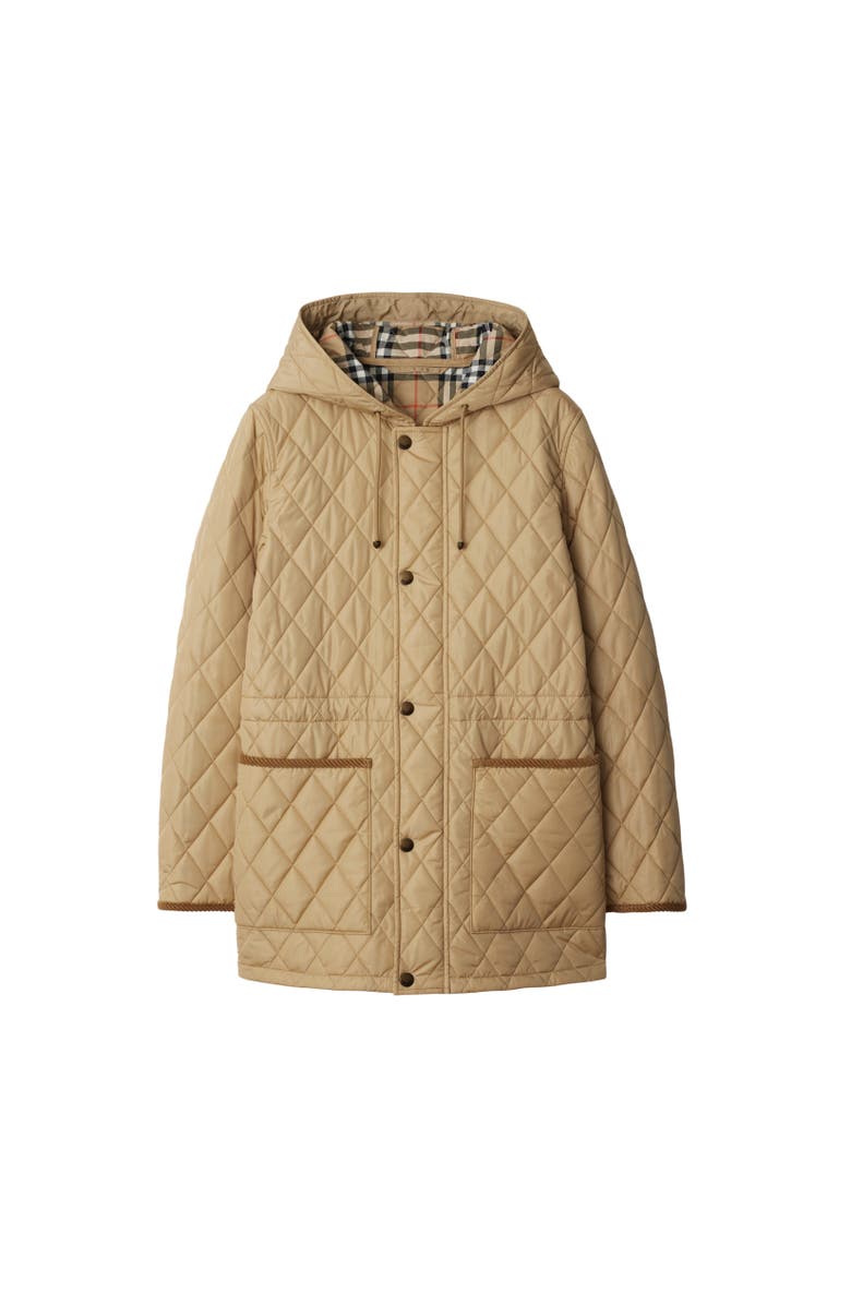 Burberry Quilted Nylon Parka, Alternate, color, Flax