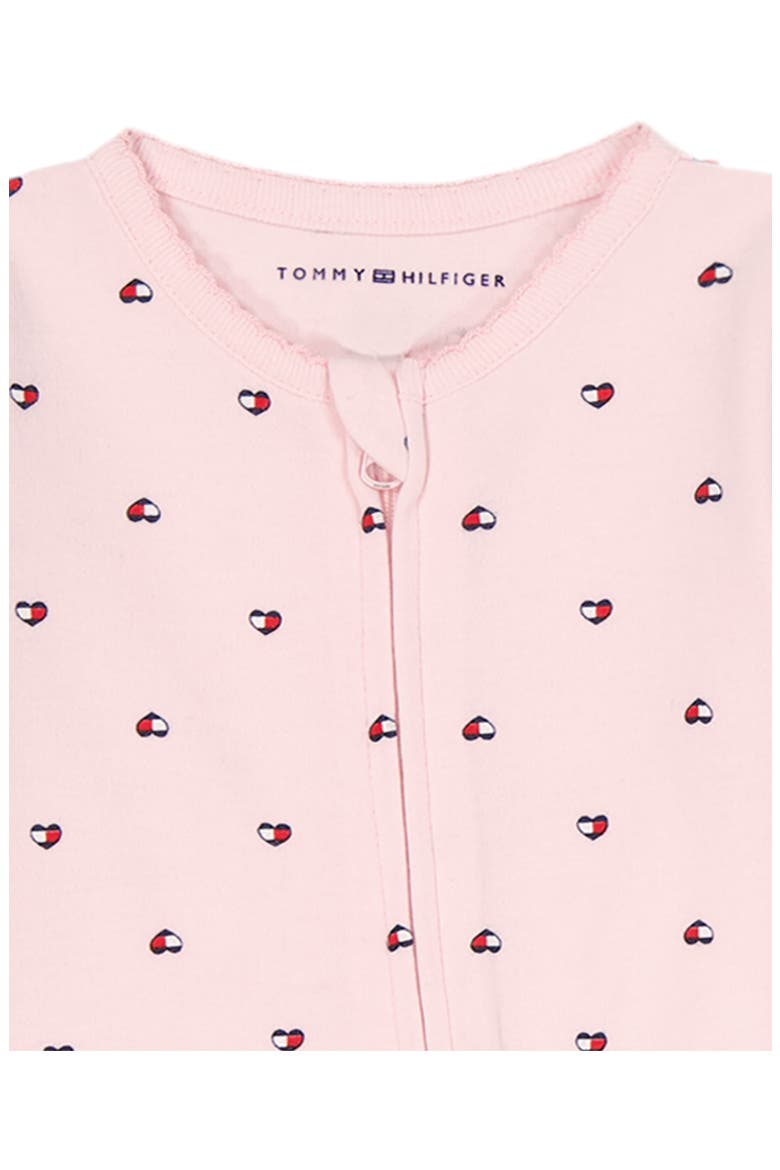 Tommy Heart Logo Footie, Alternate, color, DARK PINK