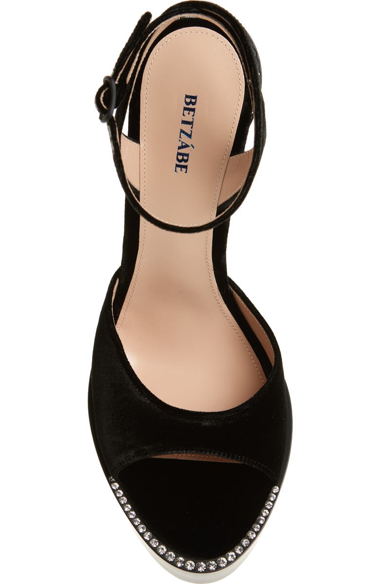 BETZÁBE Alessandra Crystal Ankle Strap Platform Sandal, Alternate, color, Black Velvet