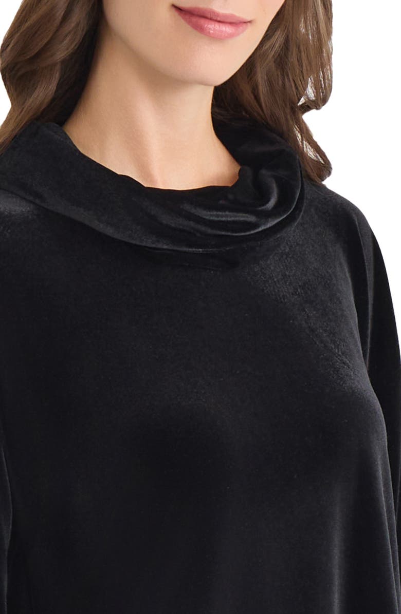 Jones New York Velour Cowl Neck Tunic, Alternate, color, Jones Black