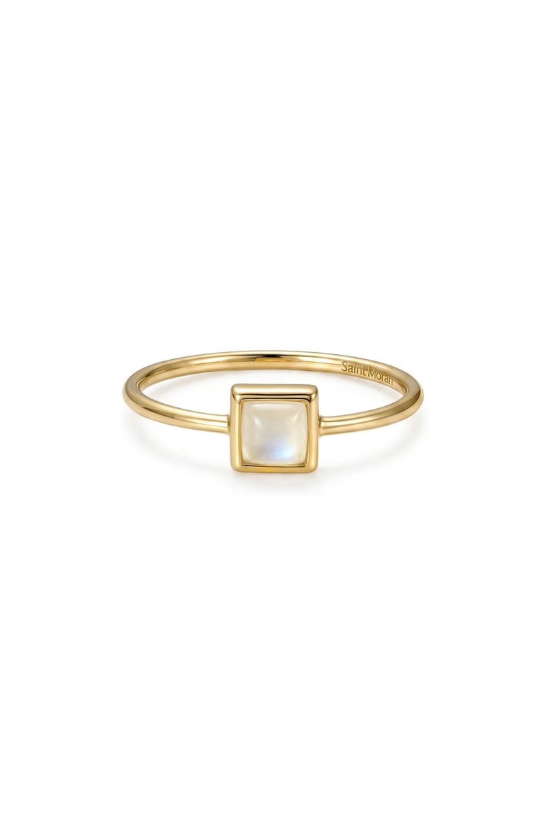 14k Yellow Gold Plated Square Moonstone Ring, Alternate, color, WHITE/ GOLD