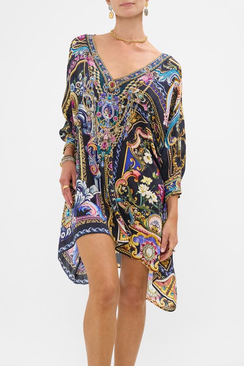 Camilla Short Kaftan With Cuff Basked In Baroque In Multi