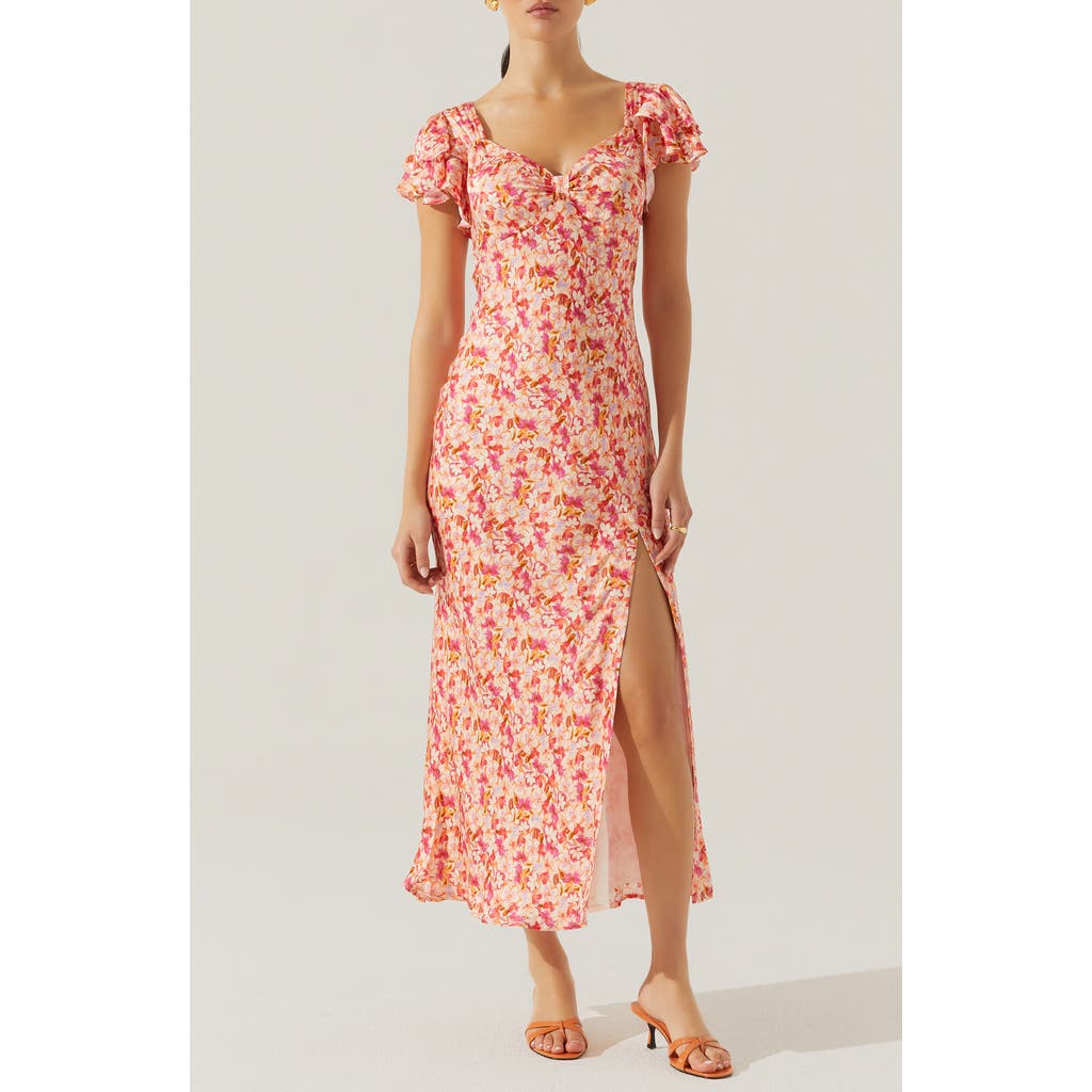 Astr The Label Maisy Midi Dress In Pink Multi Ditsy
