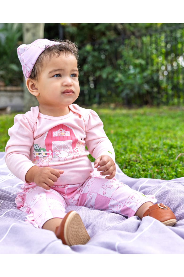 3 Piece Bodysuit Pants and Hat Set, Alternate, color, Patchwork Pink