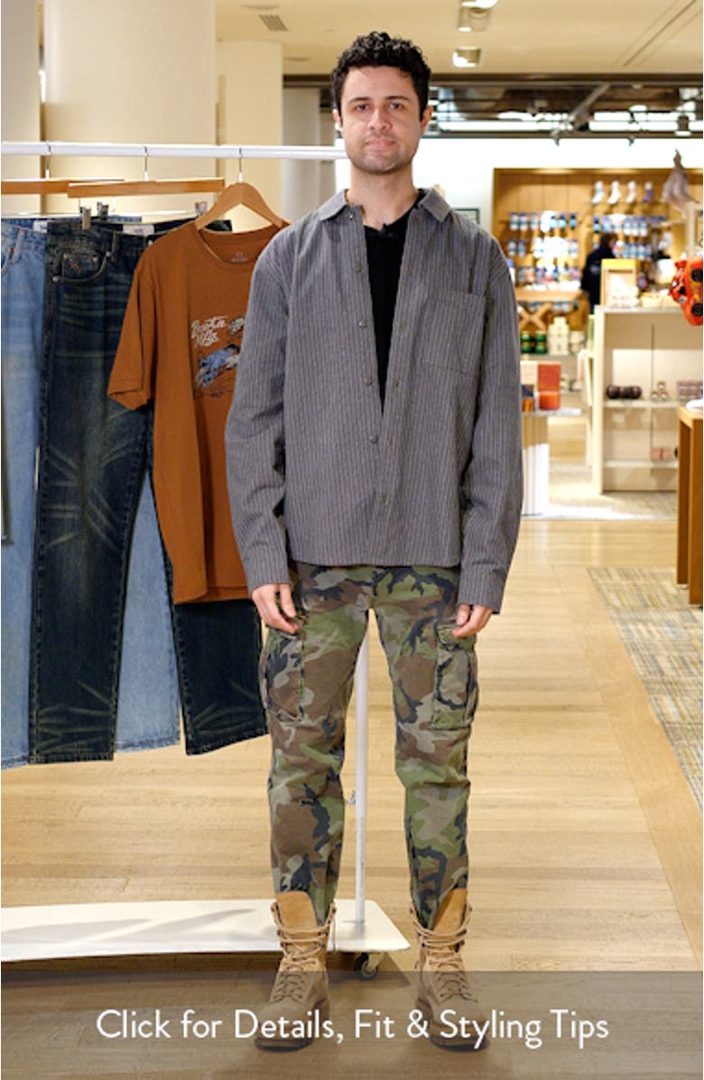 Lima Loose Fit Pinstripe Cotton Twill Button-Up Shirt, sales video thumbnail