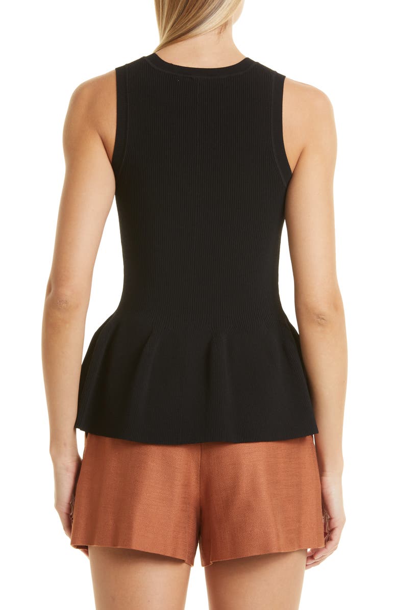 Veronica Beard Arago Rib Knit Peplum Tank, Alternate, color,
