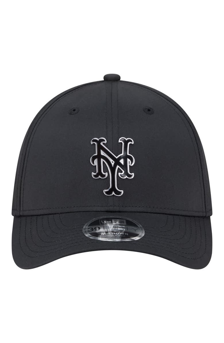 New Era Men's New Era Black New York Mets Metallic 39THIRTY M-Crown Flex Hat, Alternate, color, Black